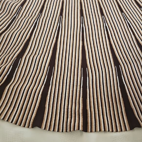 Tan and Brown Pleated Midi A-Line Skirt - Picture 15 of 16